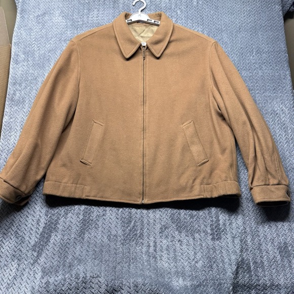 Baracuta Cashmere Wool Bomber Jacket 2XT Brown Tan Soft Gold Lined Bulgaria READ - Picture 2 of 16